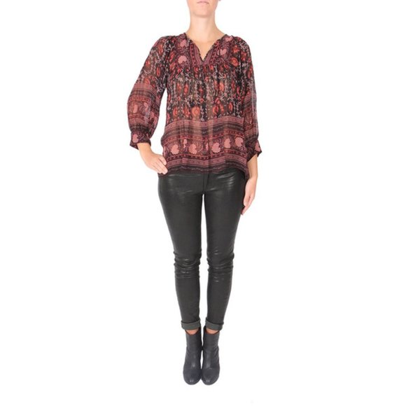 Ulla Johnson Red and Black Blouse - Picture 1 of 5